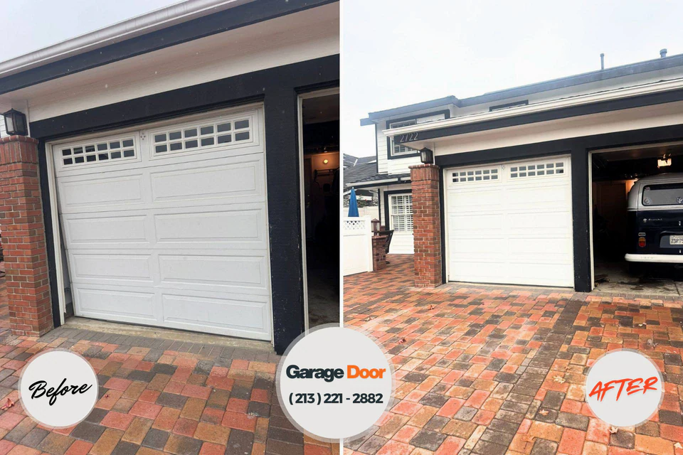 Before and after: garage door repair Bellerose Terrace, NY